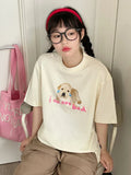 Back To School Joskaa Cutecore Dog Graphic T Shirts Harajuku Y2k Top Summer Kawaii Animal Print Short Sleeve Tees Women Casual Cotton Clothes