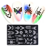 Joskaa Nail Art Stamping Plate Butterfly Feather Designs Geometry Flower Drawing Printing Stamp Templates Nail Charm Mold Stencil Tools