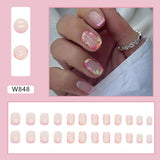 Joskaa Christmas manicure   Fall nails back to school W841- W880 24pcs False Nails Tips with Glitter Design Press on Stick-on Nail Tips for Women and Girls