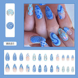 Joskaa Christmas manicure    Fall nails back to school W681-W720 24pcs/Box High Appearance Fake Nails Detachable and Wearable Equipped with Glue