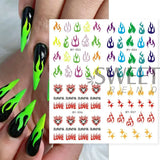 Joskaa Raging Fire Flame Nail Water Stickers New Year Winter Red Love Heart Design Gradient Watermark Nails Foil Tips Accessories LYBY