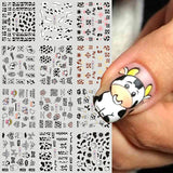 Joskaa 12pcs Milk Cows Nail Water Sticker Cute Cartoon Animals Prints Geometry Strip Decals Tattoo 2024 Watermark Transfer Sliders LYBN