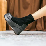 Joskaa Autumn Increase Platform Short Boots Classic Black Wedges Shoes for Women Fashion Casual Comfy Lady Sneakers Botas Plataforma52