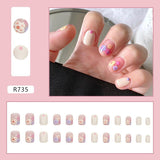 Joskaa Christmas manicure   Fall nails back to school R681-R760 High Appearance False Nails 24pcs Per Box Detachable and Wearable Fake Nails Equipped with Glue