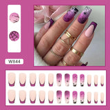 Joskaa Christmas manicure   Fall nails back to school W841- W880 24pcs False Nails Tips with Glitter Design Press on Stick-on Nail Tips for Women and Girls