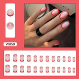 Joskaa Christmas manicure   Fall nails back to school W841- W880 24pcs False Nails Tips with Glitter Design Press on Stick-on Nail Tips for Women and Girls