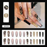 Joskaa Christmas manicure   Fall nails back to school W041-W080 High Appearance False Nails 24pcs Per Box Detachable and Wearable Fake Nails Equipped with Glue