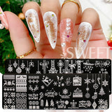 Joskaa Christmas Cute Anime Nail Stamping Plate Winter Snowflakes Sweater Elk Design Painting Stencil Tools DIY Decoration Image LYSW-M