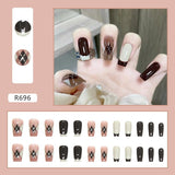 Joskaa Christmas manicure   Fall nails back to school R681-R760 High Appearance False Nails 24pcs Per Box Detachable and Wearable Fake Nails Equipped with Glue