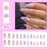 Joskaa Christmas manicure    Fall nails back to school W681-W720 24pcs/Box High Appearance Fake Nails Detachable and Wearable Equipped with Glue