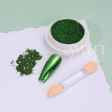 Joskaa 1Box Green Mirror Powder Nail Art Glitter UV Gel Polish Chrome Dust Metallic Effect Pigment St. Patrick's Day Nail Decoration