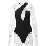 Black Friday Joskaa Backless Hollow Bottoming Bodycon Jumpsuit For Women Sexy Hot Girl Streetwear Halter Sleeveless Solid Bodysuits Female