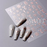 Joskaa 3D Christmas Nail Stickers Elk Snowflake Nails Sliders Geometric Silver Rose Gold Metal Stripe Letters Curve Gel Manicure Decor