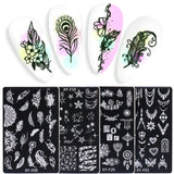 Joskaa Nail Art Stamping Plate Butterfly Feather Designs Geometry Flower Drawing Printing Stamp Templates Nail Charm Mold Stencil Tools