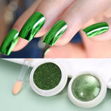 Joskaa 1Box Green Mirror Powder Nail Art Glitter UV Gel Polish Chrome Dust Metallic Effect Pigment St. Patrick's Day Nail Decoration