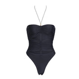 Joskaa 2024 Sexy Women One Piece Swimsuit Female Swimwear Bandeau Brazilian Monokini Swimming Suit Beachwear Ruffle Halter Bathing Suit