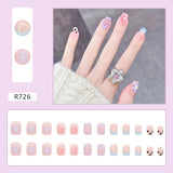 Joskaa Christmas manicure   Fall nails back to school R681-R760 High Appearance False Nails 24pcs Per Box Detachable and Wearable Fake Nails Equipped with Glue