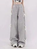 Back To School Joskaa Wide Leg Sweatpants Women Y2k Fashion Baggy Lace Straight Kpop Jogging Sports Pants Streetwear Casual Lady Grey Bottoms