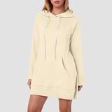 Joskaa Women'S Spring Casual Hoodie Dress Fashion Solid Color Hoodie With Pockets Long Sleeve Pullover Sweatshirts For Women Loose Fit