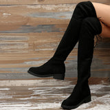 JOSKAA 2024 Autumn New Suede Fad Women Boots Chelsea Round Toe Over The Knee Luxury Femme Boots Low Heels Walking Gladiator Lady Shoes