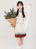 Black Friday Joskaa Snowman Graphic Print Hoodie Christmas Kawaii Oversized Women's Sweatshirts Long Sleeve Cutecore Winter Clothes New