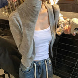 Joskaa Spring Summer Lazy Knitted Tops Women Y2k E-Girl Slim Fit Single Breasted Sweater Mujer Long Sleeve Thin Cardigan Coats