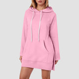 Joskaa Women'S Spring Casual Hoodie Dress Fashion Solid Color Hoodie With Pockets Long Sleeve Pullover Sweatshirts For Women Loose Fit