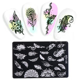 Joskaa Nail Art Stamping Plate Butterfly Feather Designs Geometry Flower Drawing Printing Stamp Templates Nail Charm Mold Stencil Tools