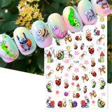 Joskaa Cartoon Ant Nail Manicure Sticker Cute Ladybug Succulent Plant Bee Adhesive Sliders Rainbow Candy Summer Kawaii Decoration Foils