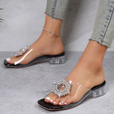 Joskaa Summer Slippers Women Clear Transparent Slip-On Jelly Shoes Ladies Flat Beach Outdoor Holiday Slides Designer Rhinestone Sandals