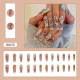 Joskaa Christmas manicure  Fall nails back to school W002-W040 High Appearance False Nails 24pcs Per Box Detachable and Wearable Fake Nails Equipped with Glue