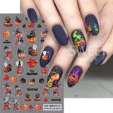 Joskaa 3D Halloween Ghost Skull Nail Art Stickers Cute Pumpkin Spider Web Design Adhesive Cartoon Nail Decals Sliders Decor Manicure