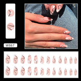 Joskaa Christmas manicure   Fall nails back to school W841- W880 24pcs False Nails Tips with Glitter Design Press on Stick-on Nail Tips for Women and Girls