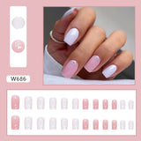 Joskaa Christmas manicure    Fall nails back to school W681-W720 24pcs/Box High Appearance Fake Nails Detachable and Wearable Equipped with Glue