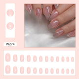 Joskaa Christmas manicure   Fall nails back to school W274 False Nails for Women, Simple and Pure Powder Pink, Shiny Silver Glitter, Oval Shape