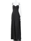 Back To School Joskaa Polka Dot Printed Sleeveless Suspender Dress Summer Classic High-waist A-line Long Dresses 2024 New Lasy Streetwear Maxi Robes