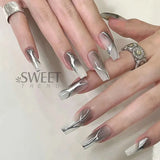 Joskaa Metallic Silver Line Nail Manicure Stickers Metal Chrome Stripe Vine Flame Adhesive Decals Tape Swirl French Sliders Decor Foils