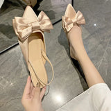 Joskaa 2024 Summer Women Baotou Sandals Fashion Bow-knot Low Heels Pumps Female Silk Sexy Pointed Sandalias De Mujer Women's Shoes