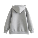 Back To School Joskaa 2024 Spring and Autumn New Casual Street Loose Oversize Hooded Zipper Hoodie Space Cotton Jacket Coat Lazy Women's Cardigan