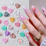 Joskaa Crystal Peach Heart Nail Accessories Jewelry 3D Holographic Sweet Love Design Summer Fruit Charms DIY Flatback Decoration LY2044