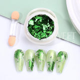 Joskaa 1Box Green Mirror Powder Nail Art Glitter UV Gel Polish Chrome Dust Metallic Effect Pigment St. Patrick's Day Nail Decoration