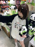 Black Friday Joskaa Kawaii Panda Print Hoodies Women Anime Long Sleeve Sweatshirt Female US(Origin) Style Oversized Streetwear Cutecore Clothes