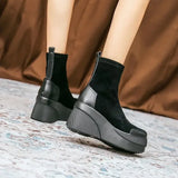 Joskaa Autumn Increase Platform Short Boots Classic Black Wedges Shoes for Women Fashion Casual Comfy Lady Sneakers Botas Plataforma52