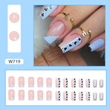 Joskaa Christmas manicure    Fall nails back to school W681-W720 24pcs/Box High Appearance Fake Nails Detachable and Wearable Equipped with Glue