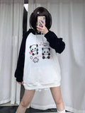 Black Friday Joskaa Kawaii Panda Print Hoodies Women Anime Long Sleeve Sweatshirt Female US(Origin) Style Oversized Streetwear Cutecore Clothes