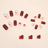 Joskaa Christmas manicure   Fall nails back to school R681-R760 High Appearance False Nails 24pcs Per Box Detachable and Wearable Fake Nails Equipped with Glue