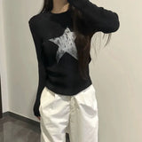 Joskaa Pullover Japanese Autumn Grunge Streetwear Star Girl Y2k Aesthetic Jumpers Vintage Harajuku Cut Out Loose Knitted Sweater