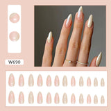 Joskaa Christmas manicure    Fall nails back to school W681-W720 24pcs/Box High Appearance Fake Nails Detachable and Wearable Equipped with Glue