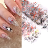 Joskaa 10pcs Chinese Style Nail Art Foils Ink Painting Characters Cloud Crane Design Transfer Sliders New Year DIY Decor Stickers DXK12