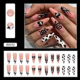 Joskaa Christmas manicure    Fall nails back to school W681-W720 24pcs/Box High Appearance Fake Nails Detachable and Wearable Equipped with Glue